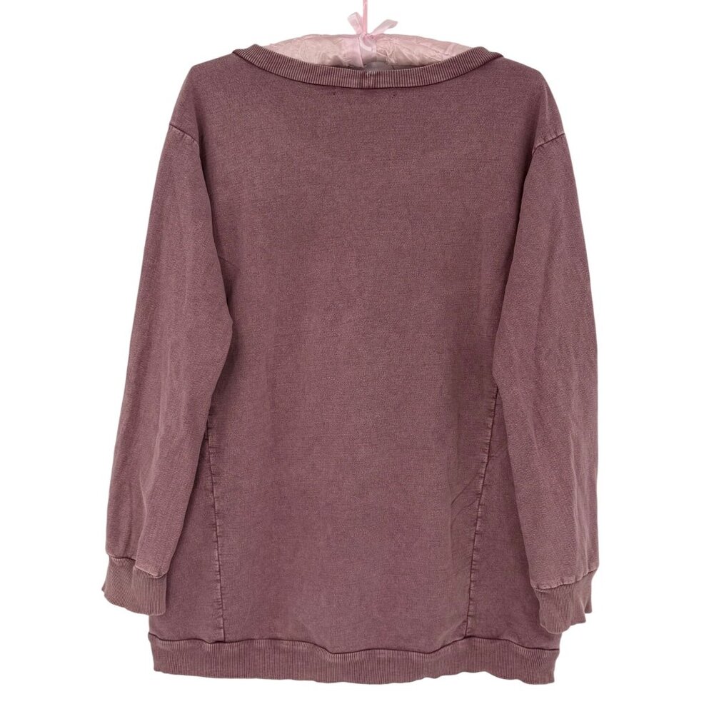 Vtg 90s B.L.E.U. Mauve Pink Lace & Studded Slouchy Sweatshirt | Y2K Grunge Boho - Picture 6 of 16